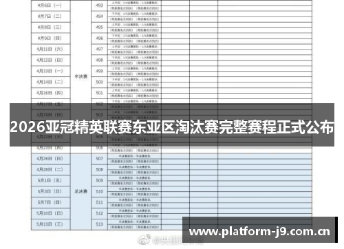 2026亚冠精英联赛东亚区淘汰赛完整赛程正式公布 2026亚冠精英联赛东亚区淘汰赛完整赛程正式公布